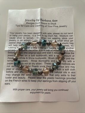 New Without Tag Homemade Jewelry By Barbara Ann White & Blue Gemstones Bracelet